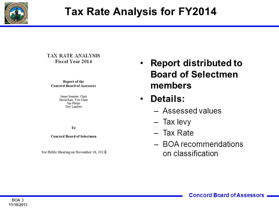 Concord Board Of Assessors Boa 1 11 18 2013 Board Of