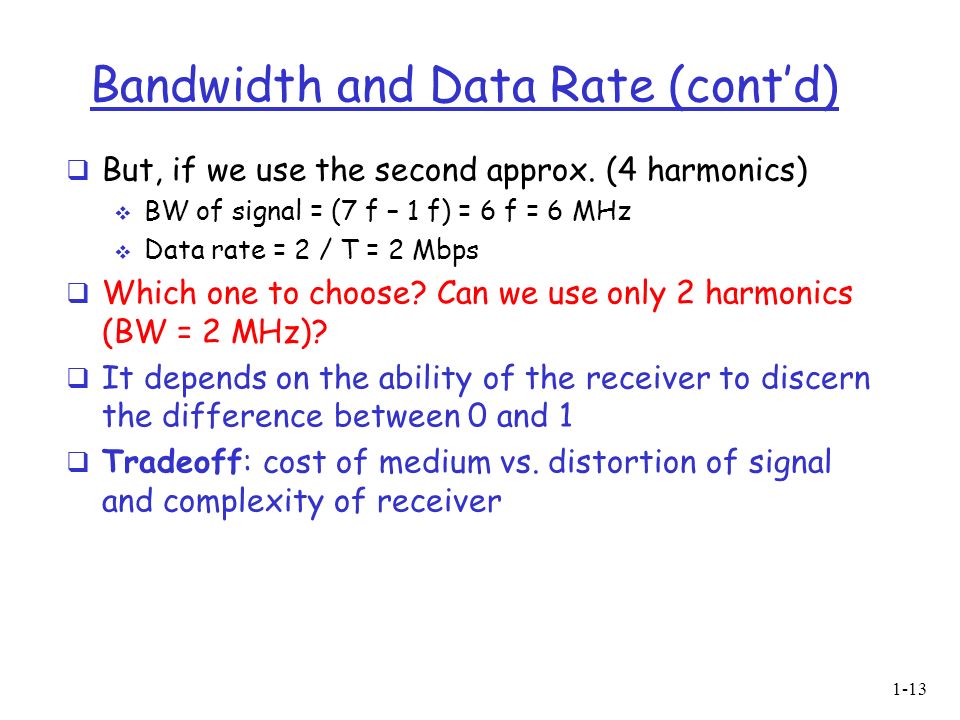 1-1 Basics of Data Transmission Our Objective is to understand …  Signals,  bandwidth, data rate concepts  Transmission impairments  Channel  capacity. - ppt download
