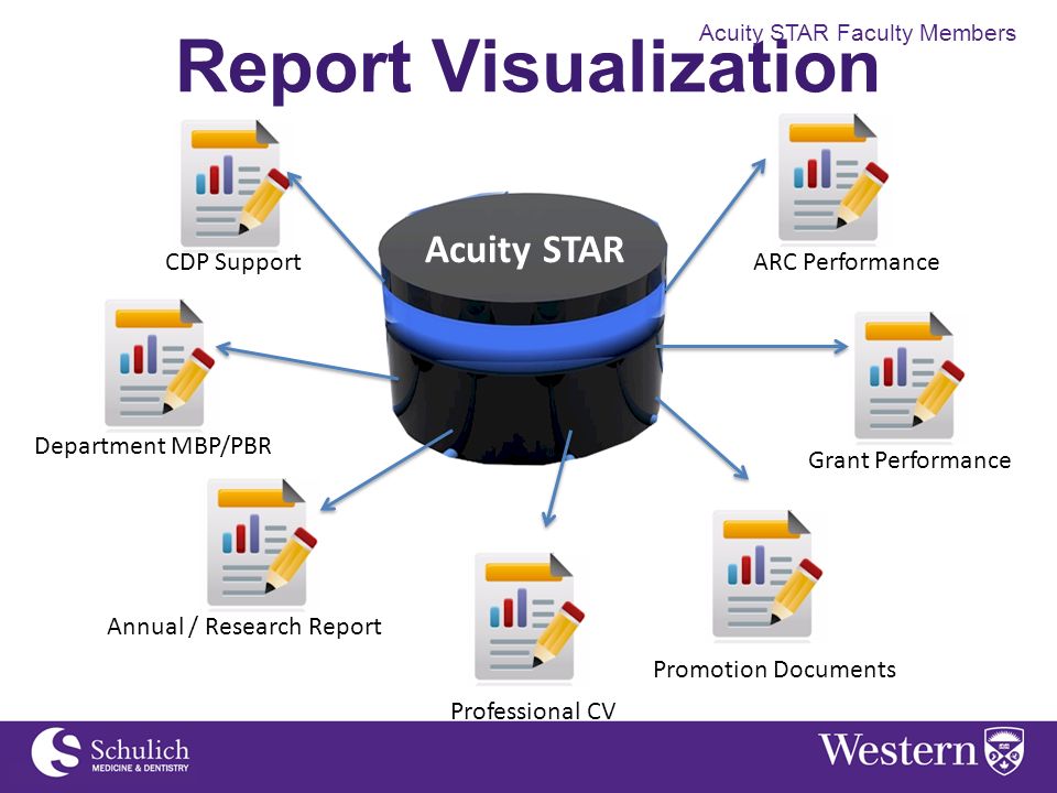 Acuity STAR Faculty Members Report Visualization CDP Support ARC Performance Acuity STAR Department MBP/PBR Annual / Research Report Grant Performance Promotion Documents Professional CV