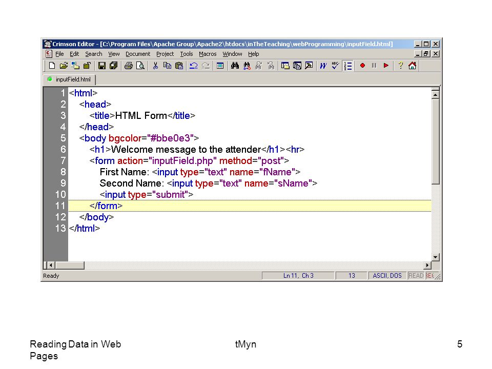 Reading Data in Web Pages tMyn5
