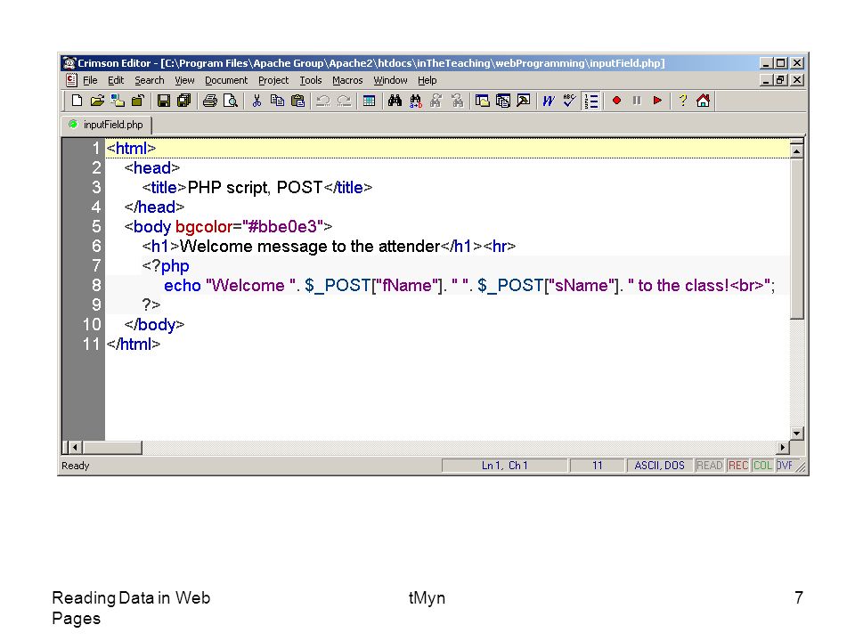 Reading Data in Web Pages tMyn7