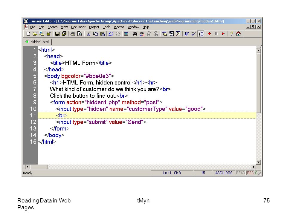 Reading Data in Web Pages tMyn75