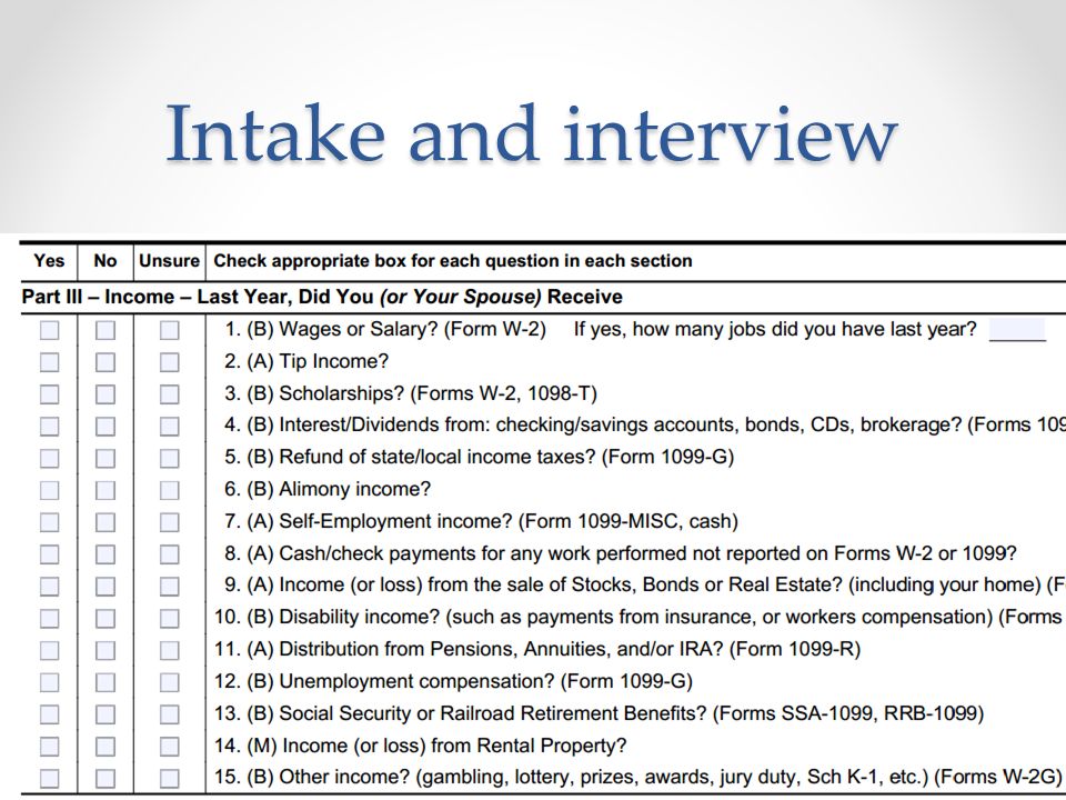 Intake and interview 2