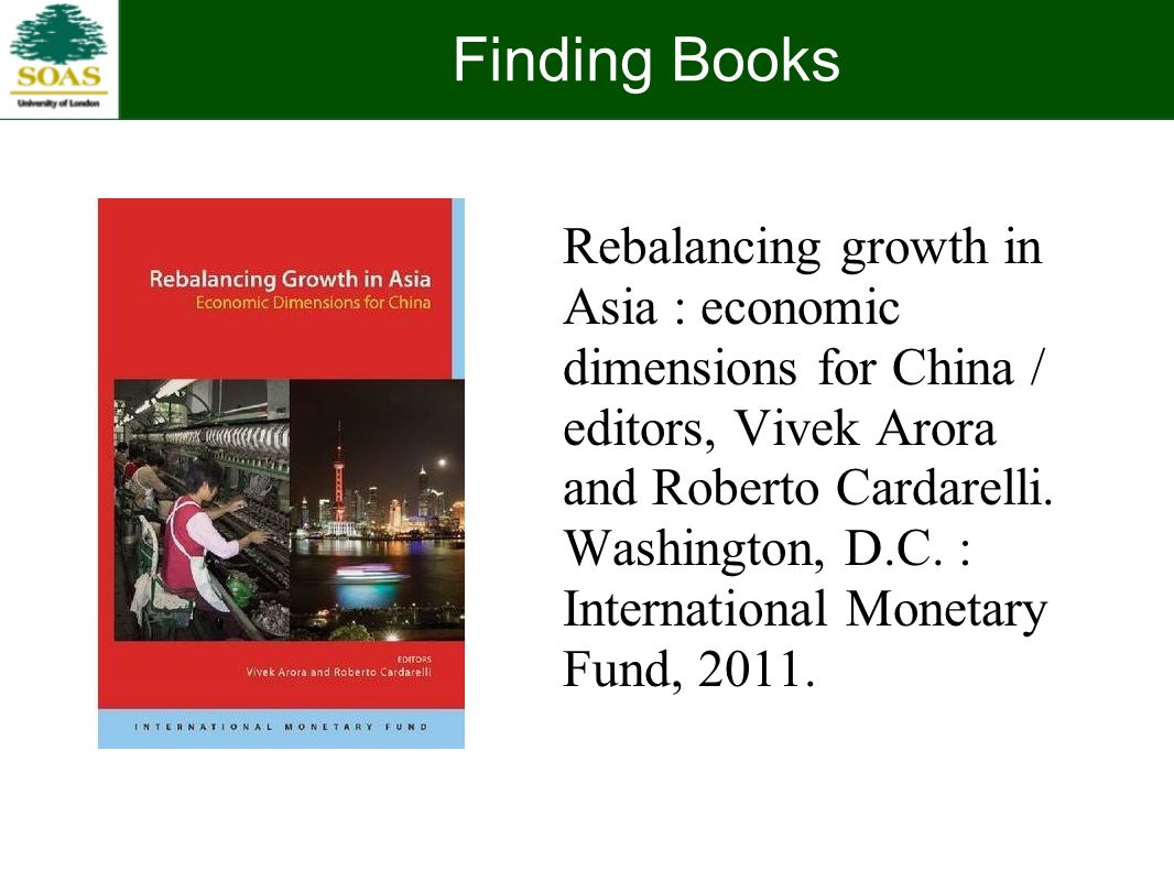 Finding Books Rebalancing growth in Asia : economic dimensions for China / editors, Vivek Arora and Roberto Cardarelli.