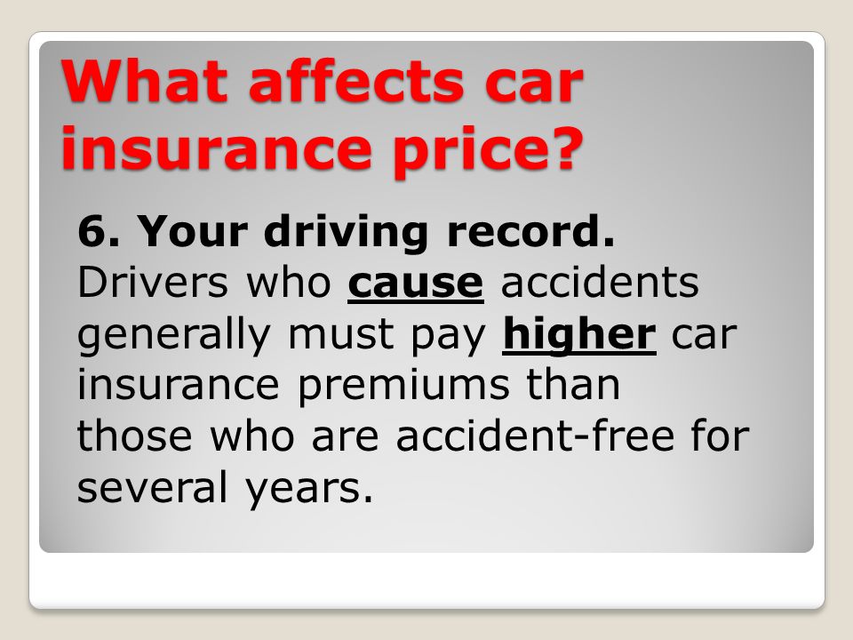 What affects car insurance price. 6. Your driving record.