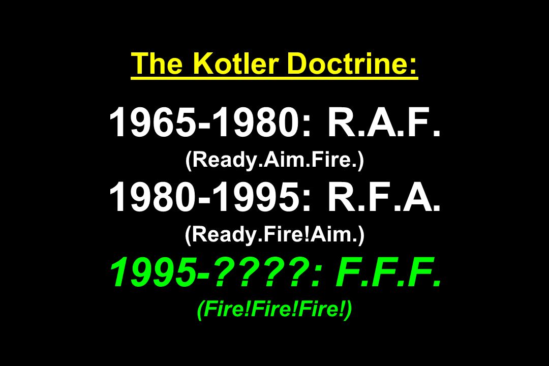 The Kotler Doctrine: : R.A.F. (Ready.Aim.Fire.) : R.F.A.