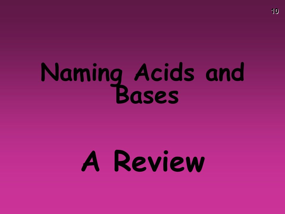 10 Naming Acids and Bases A Review