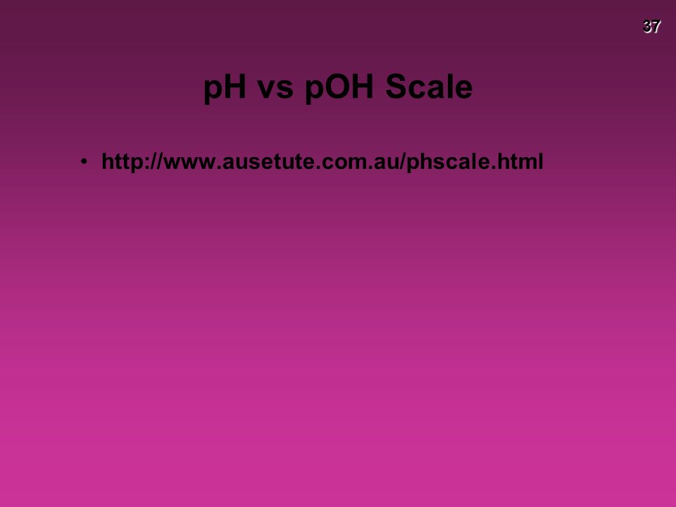 37 pH vs pOH Scale