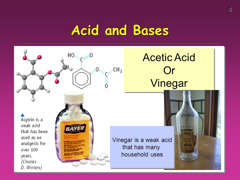 4 Vinegar Acetic Acid Or Vinegar Acetic Acid Or Vinegar Vinegar is a weak acid that has many household uses Vinegar is a weak acid that has many household uses