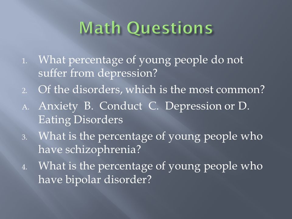 1. What percentage of young people do not suffer from depression.