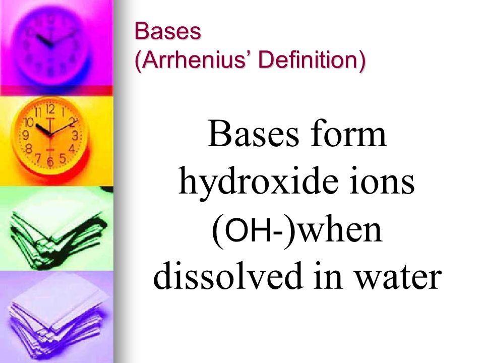ACIDS Properties: Properties: Sour taste (vinegar—acetic acid, lemons— citric acid) Sour taste (vinegar—acetic acid, lemons— citric acid) Are electrolytes (compounds that conduct electricity) Are electrolytes (compounds that conduct electricity) React w/ metals to form H 2 gas; React w/most metals to corrode them (Strong acids are dangerous and can burn your skin).