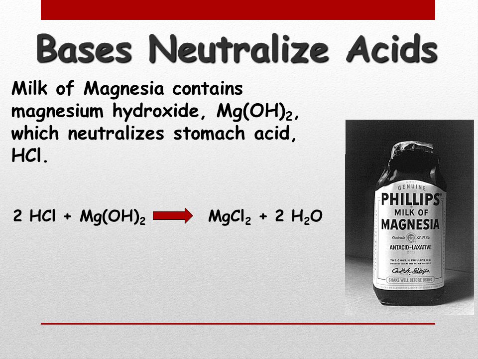 Acids Neutralize Bases HCl + NaOH  NaCl + H 2 O Neutralization reactions ALWAYS produce a salt and water.