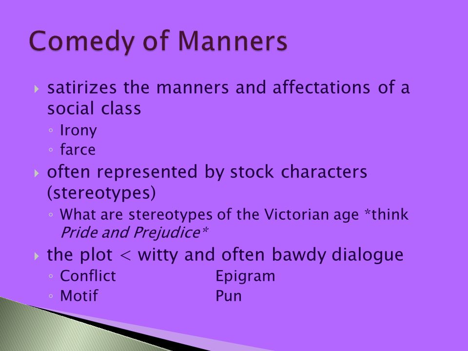 comedy of manners stock characters