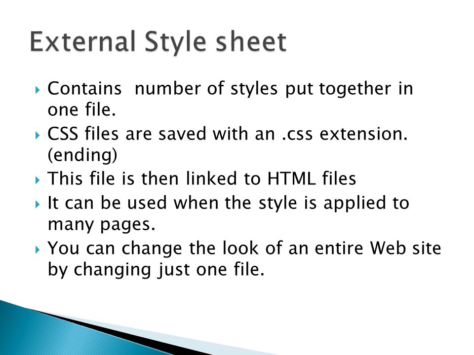  Contains number of styles put together in one file.