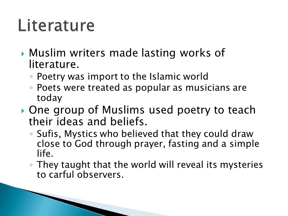  Muslim writers made lasting works of literature.