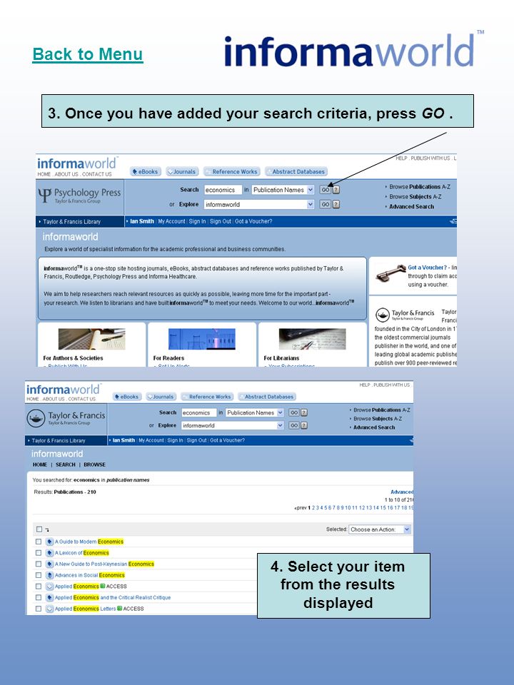 3. Once you have added your search criteria, press GO.