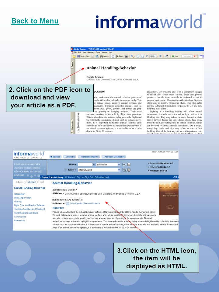 2. Click on the PDF icon to download and view your article as a PDF.