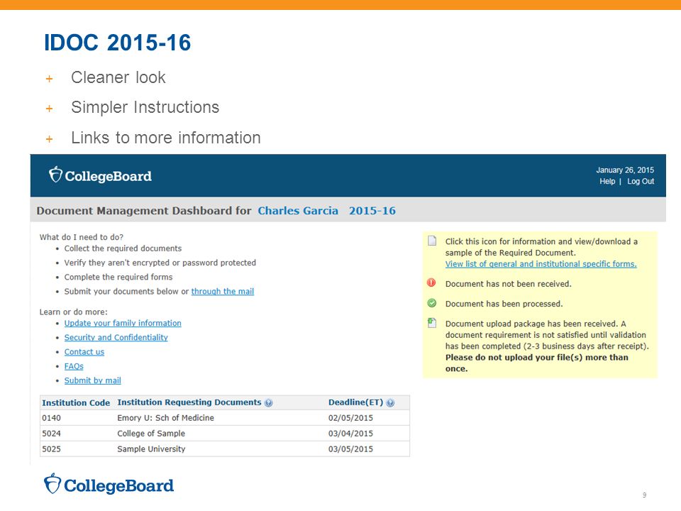 college board view submitted idoc documents