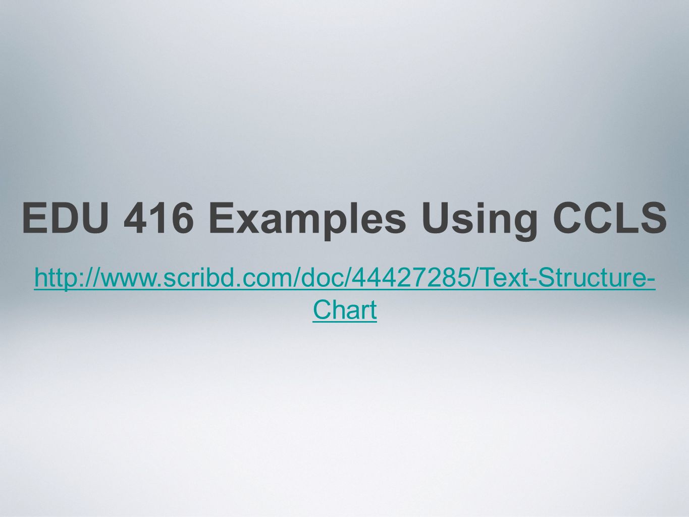 EDU 416 Examples Using CCLS   Chart
