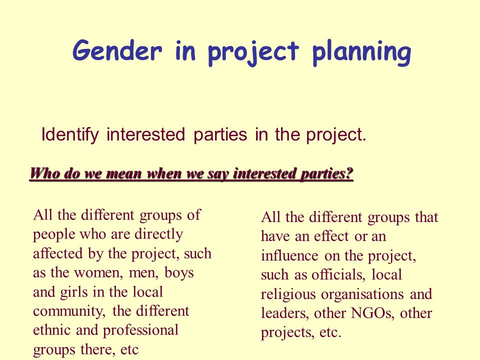 Identify interested parties in the project.