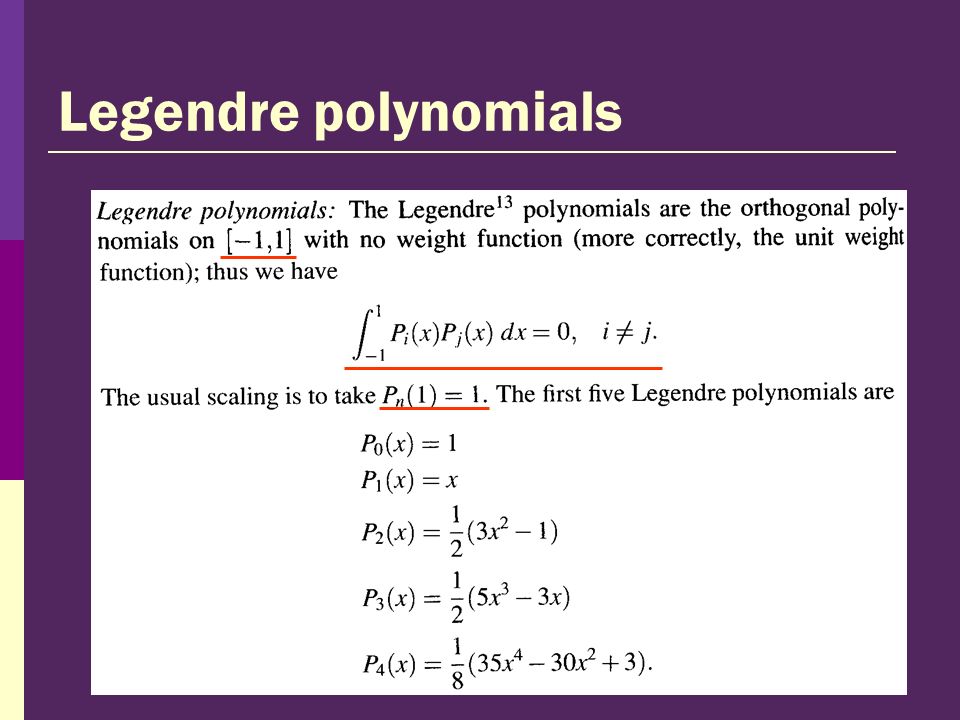 40 Legendre polynomials