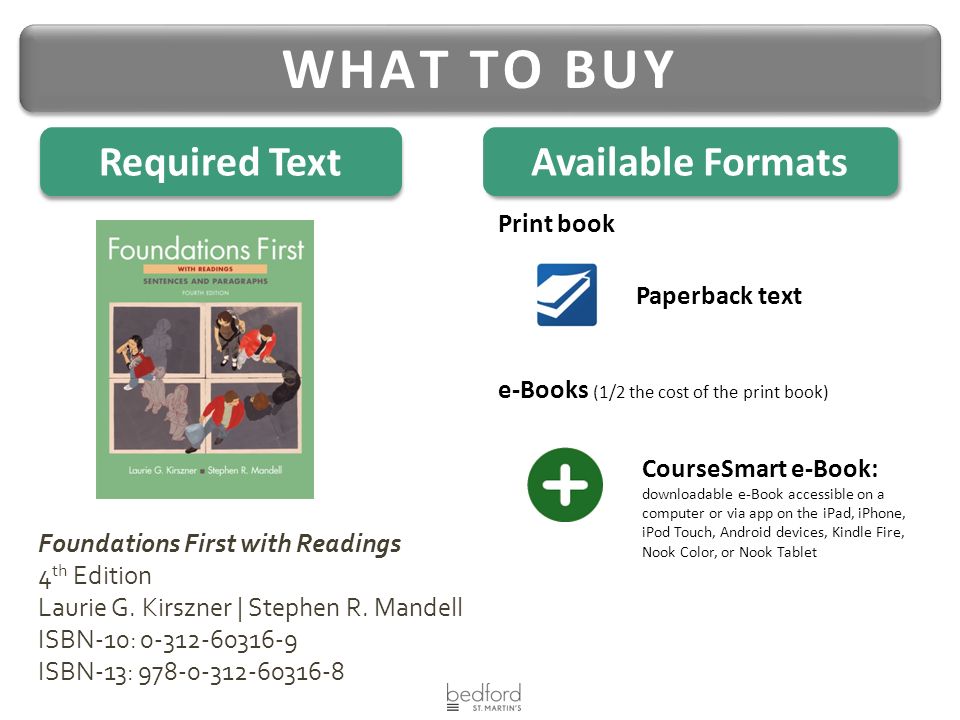 Paperback text Foundations First with Readings 4 th Edition Laurie G.
