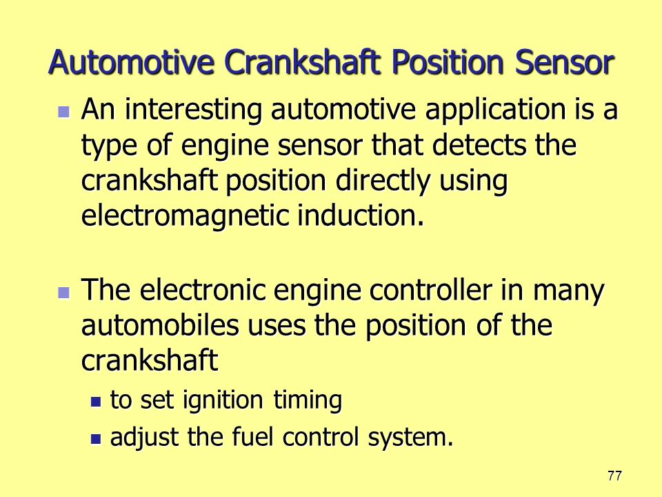 Electromagnetic crankshaft position sensor of a car engine in the