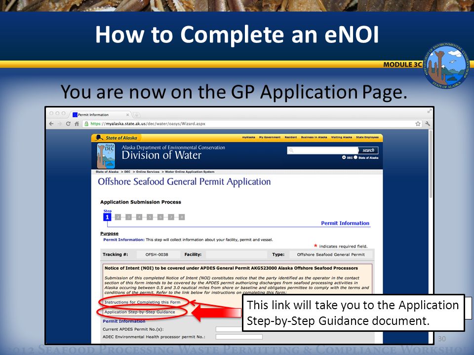 How to Complete an eNOI You are now on the GP Application Page.