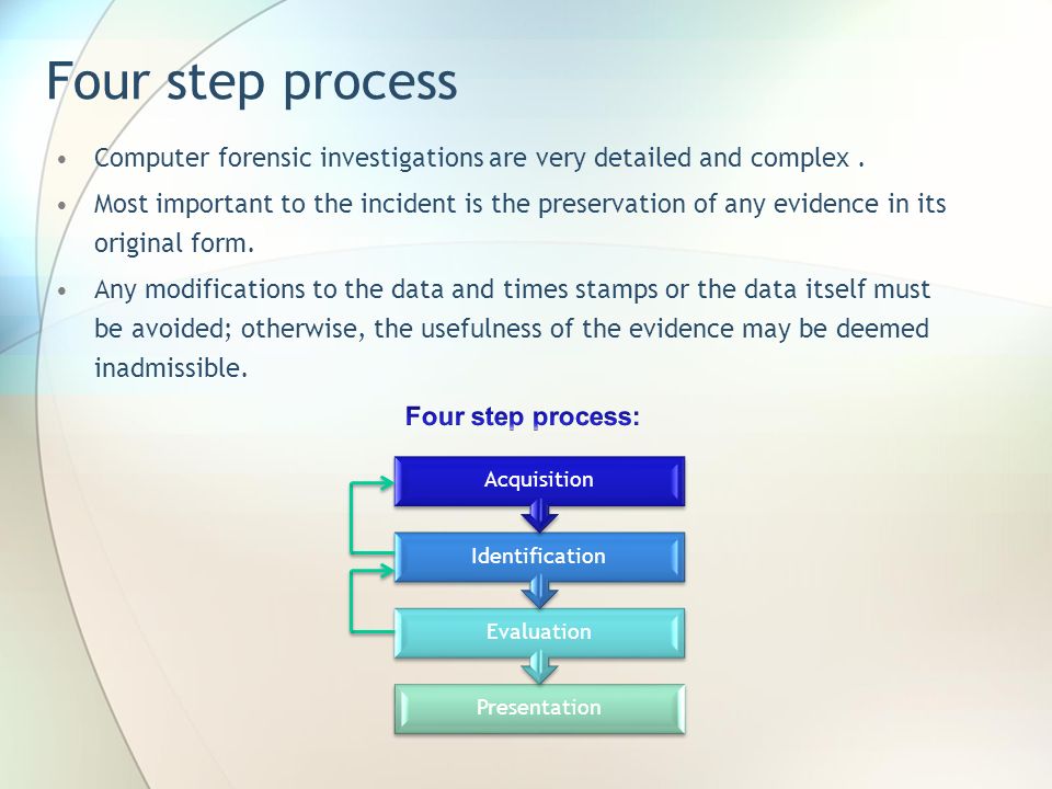 5 steps in a process to collect digital evidence