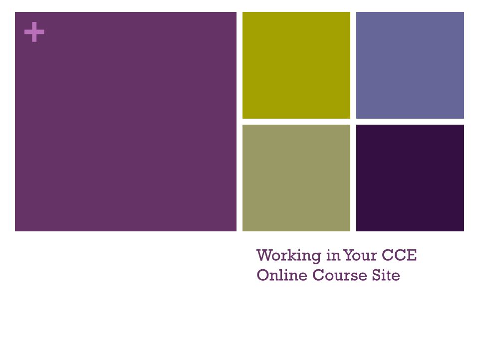 + Working in Your CCE Online Course Site