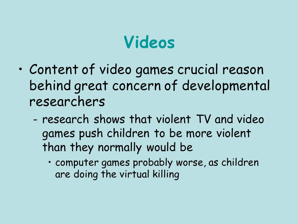 Most good guys are male white heroes Women/females portrayed as victims or adoring friends—not as leaders Content of video games even worse than than that of television –more violent, sexist, racist Videos