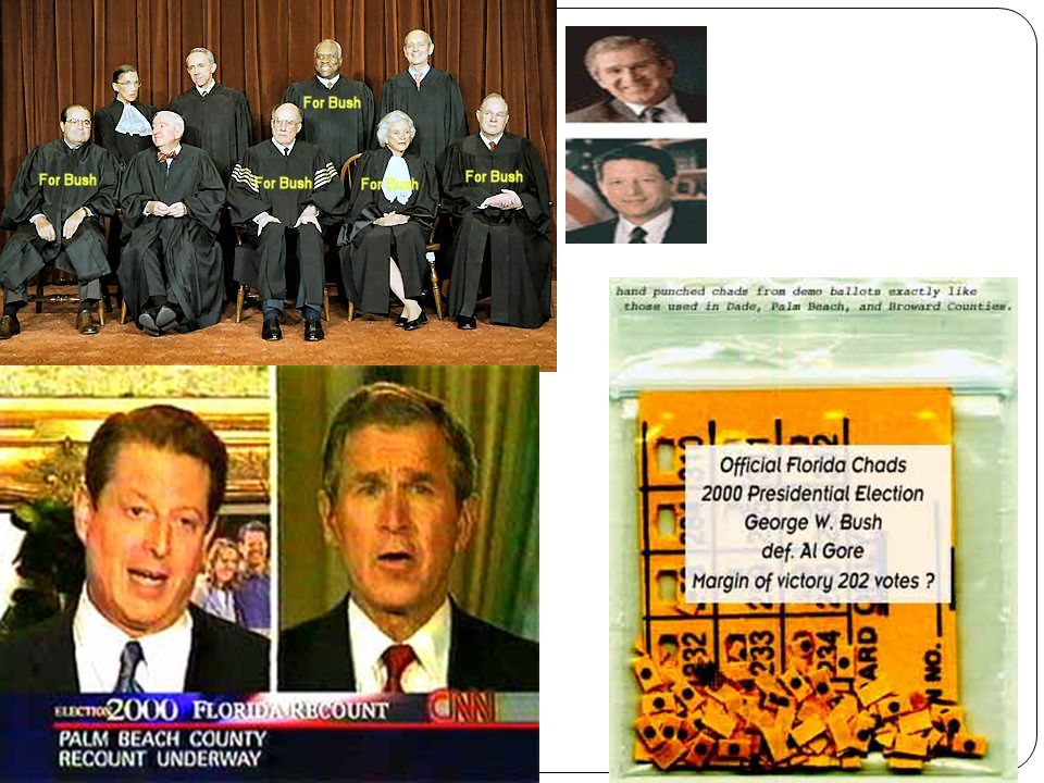 Bush v. Gore 2000 *The Supreme Court decided the outcome of the presidential election.