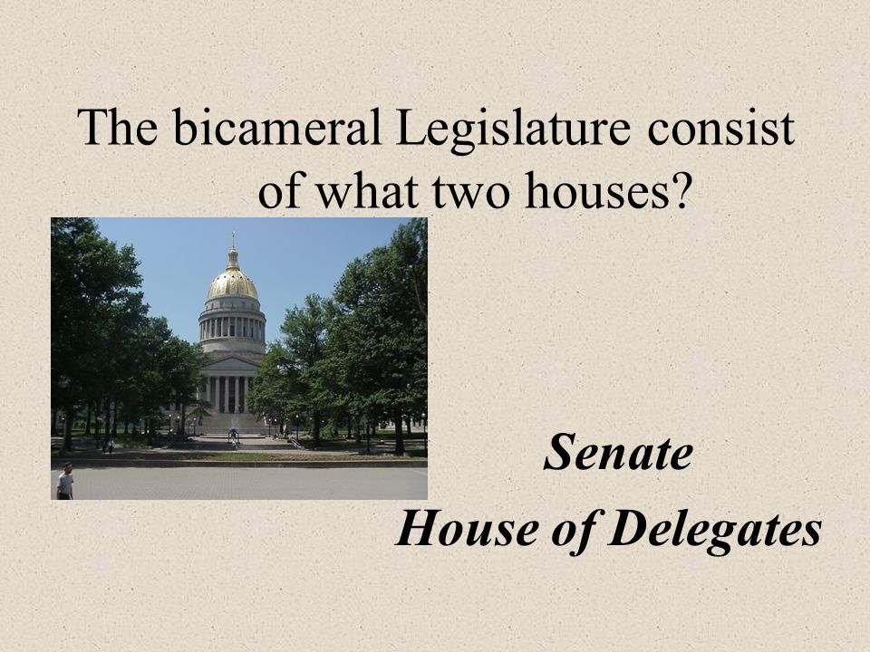 The bicameral Legislature consist of what two houses Senate House of Delegates