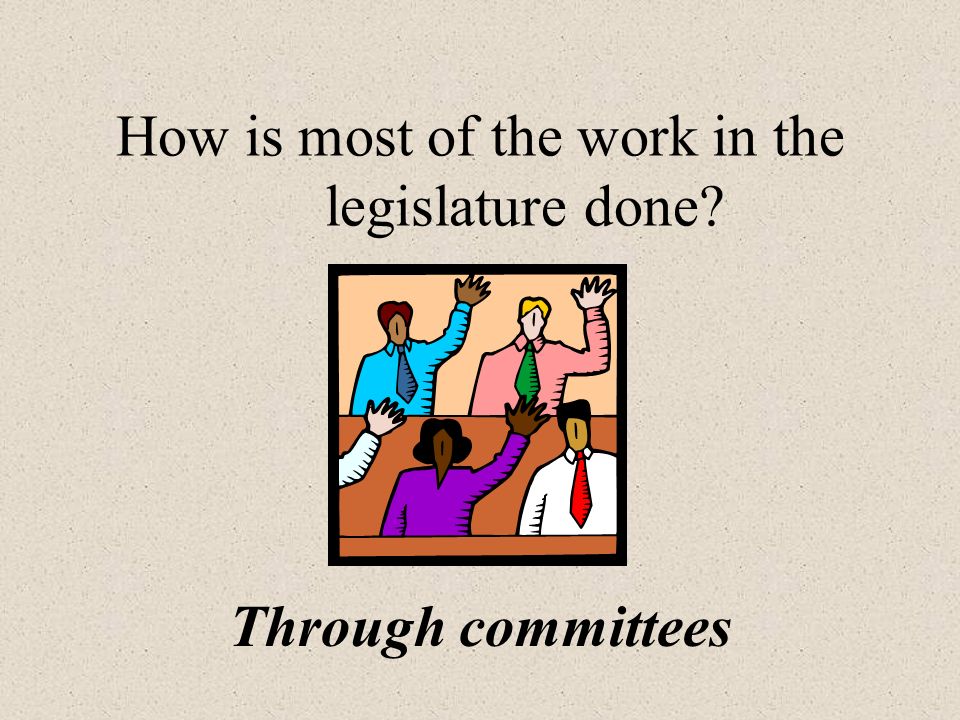 How is most of the work in the legislature done Through committees