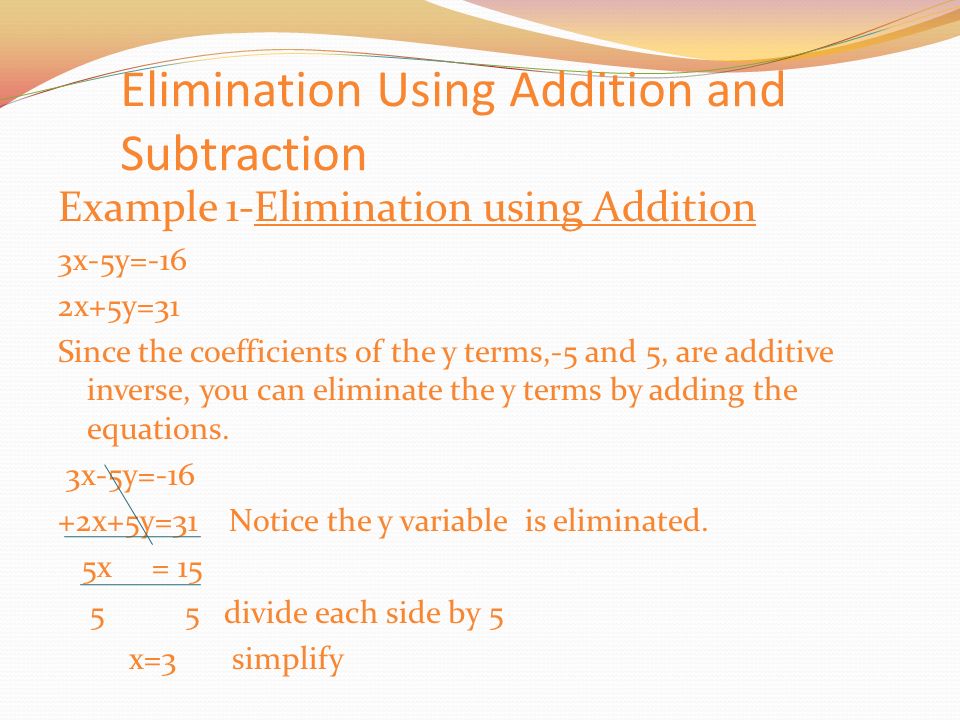 Substitution Example 1-Solve using Substitution Y=3x X+2y=-21 Since y =3x, substitute 3x for y in the second equation.