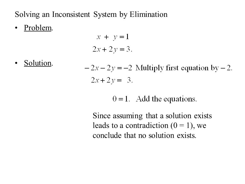 Solving an Inconsistent System by Elimination Problem.