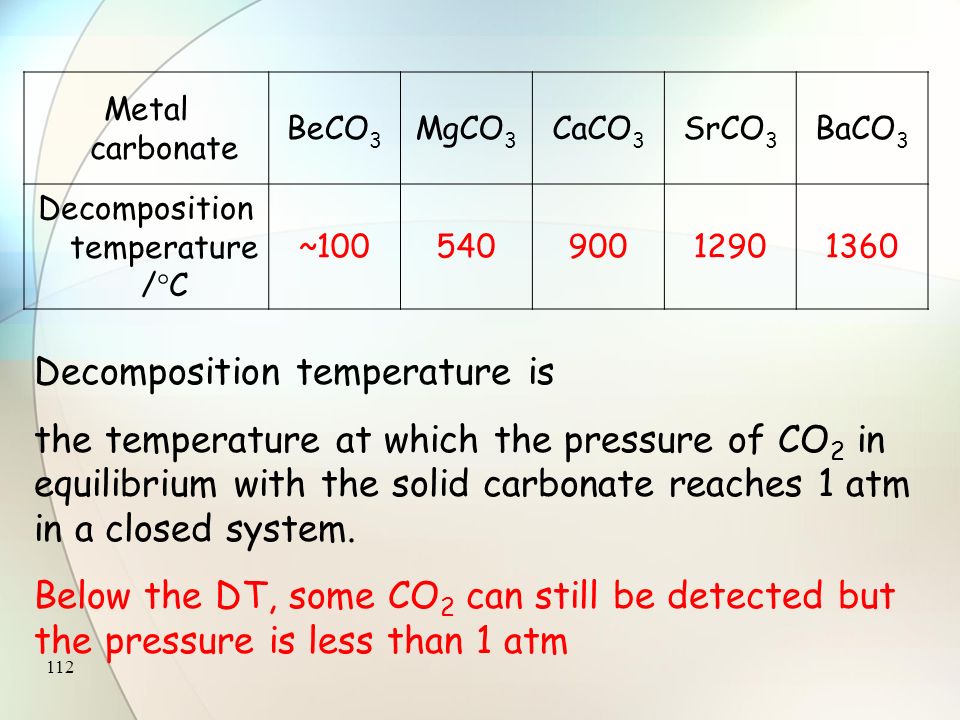111 Relative thermal stability can be measured in two ways 1.