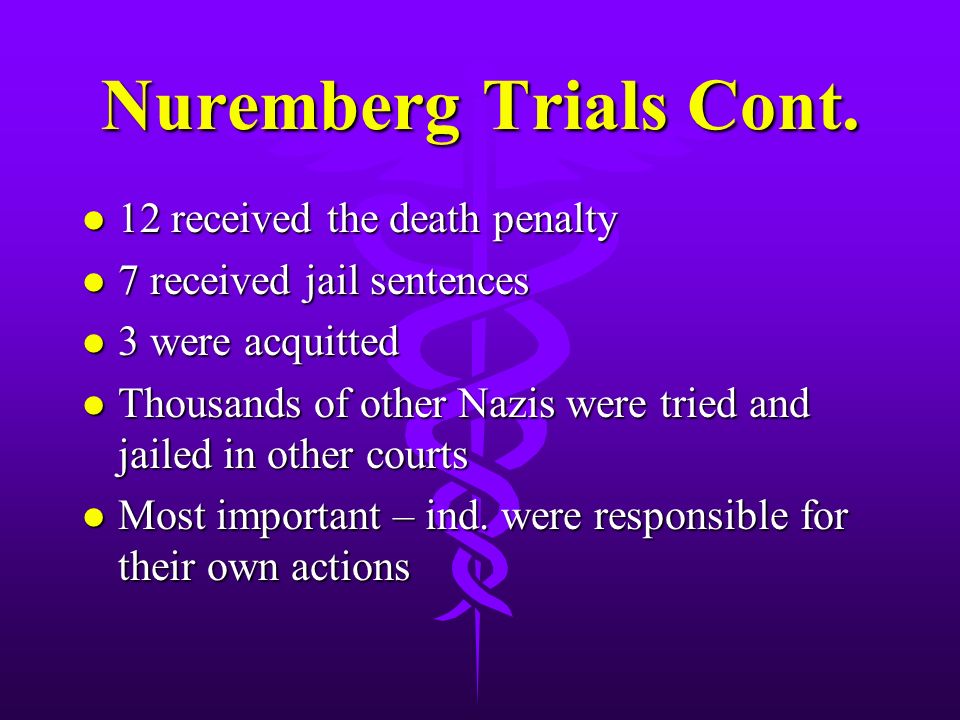 Nuremberg Trials Cont.