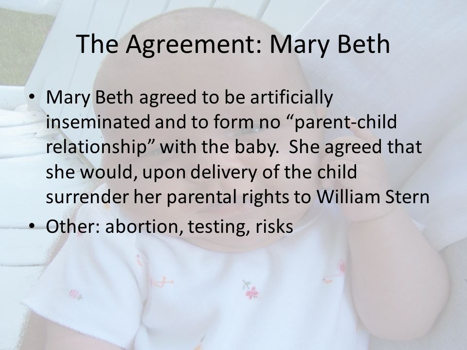 How Do We Define Family The Case of Baby M. The Participants William and  Elizabeth Stern Richard and Mary Beth Whitehead Baby M: Sara Elizabeth  Whitehead/Melissa. - ppt download