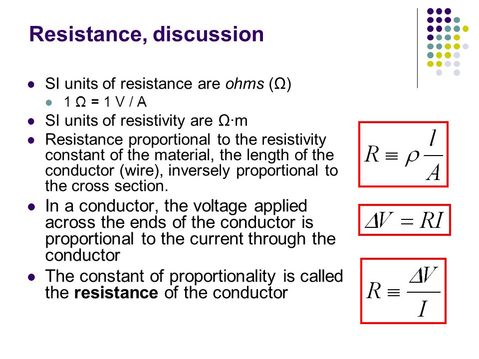 Chapter 27 Current Resistance And Resistor. Review The current is defined  and its unit is ampere (A), a base unit in the SI system I A The. - ppt  download