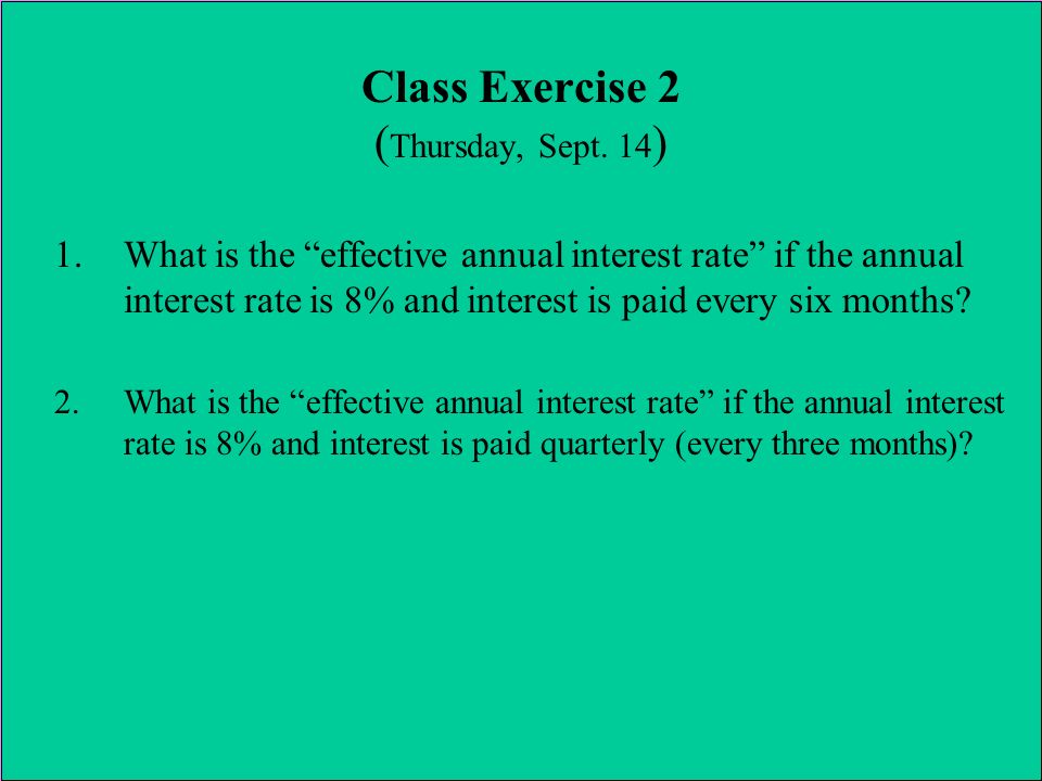 Class Exercise 2 ( Thursday, Sept.