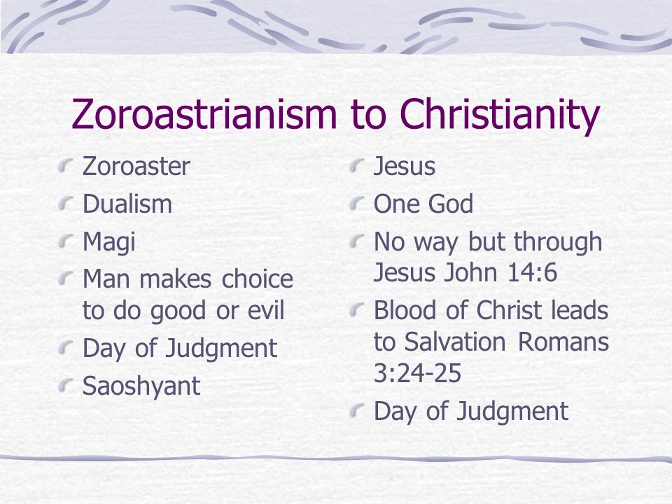 Zoroastrianism Vs Christianity Chart