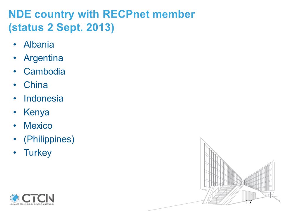 NDE country with RECPnet member (status 2 Sept.