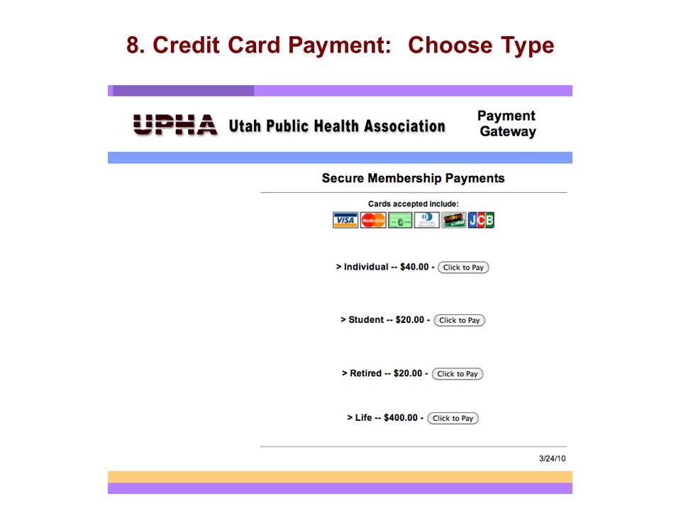 8. Credit Card Payment: Choose Type
