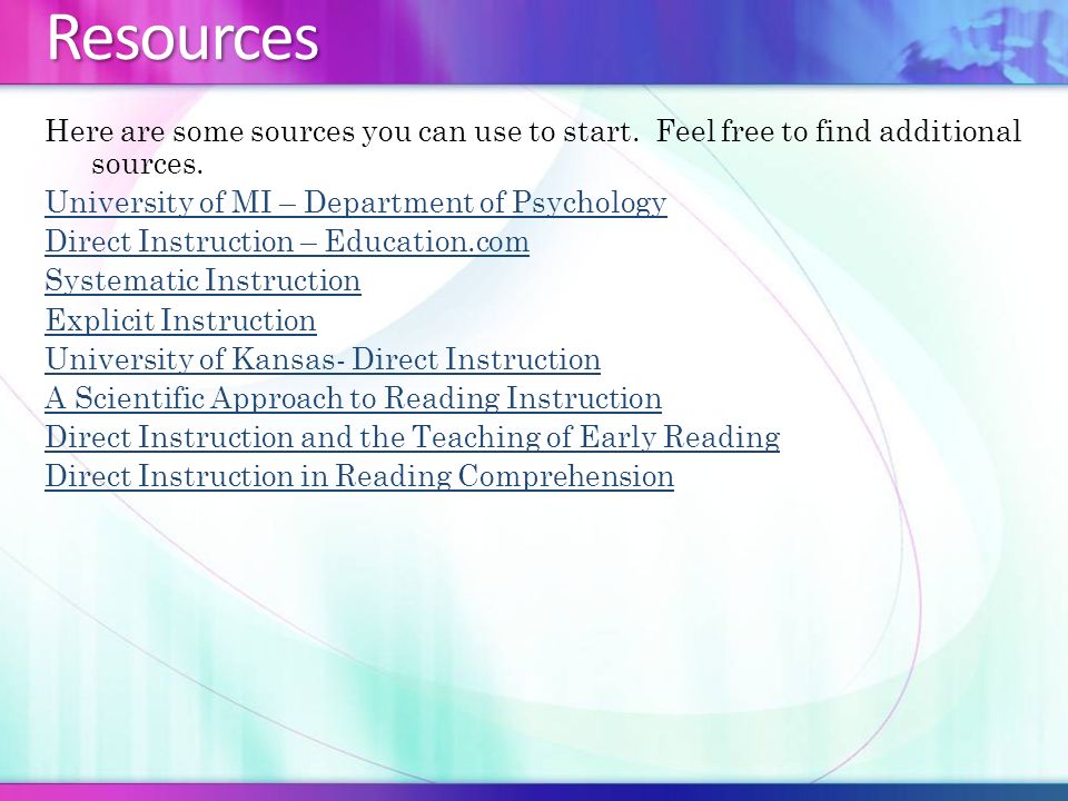 Resources Here are some sources you can use to start.