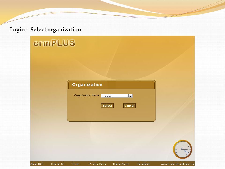 Login – Select organization