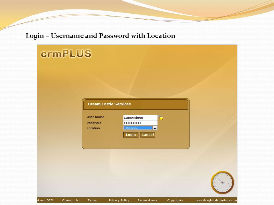 Login – Username and Password with Location