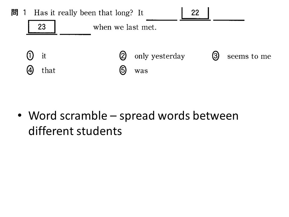 Word scramble – spread words between different students