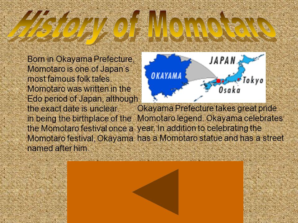 A Report By Alex Main Menu The Plot The History The End Momotaro Is A Famous Japanese Folk Tale Other Momotaro Things Ppt Download