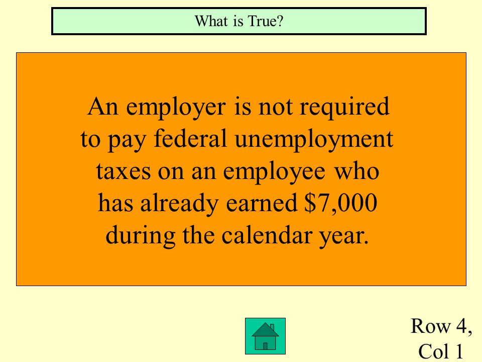 Row 3, Col 4 The total of the Federal Income Tax column of a payroll register is credited to this type of account What is Liability